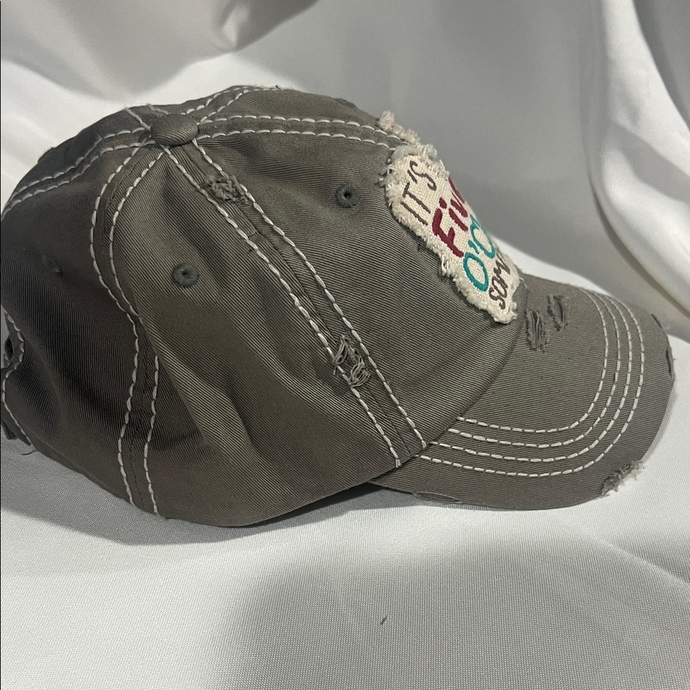 Gray Distressed Cap with Embroidered Patch - Picture 2 of 6